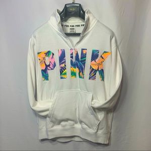 Tropical Pink Logo Oversized Pullover White blue green pink orange yellow small